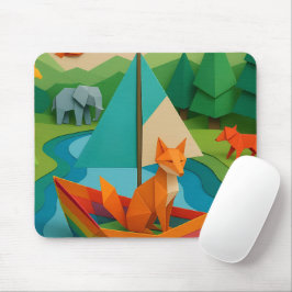 Bos Gevouwen Dieren – Kleurrijke Origami Wildlife Muismat