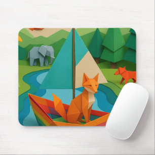 Bos Gevouwen Dieren – Kleurrijke Origami Wildlife Muismat