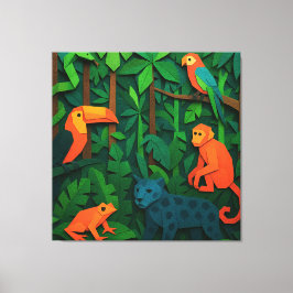 Bos gevouwen dieren – Tropische jungle wilde diere Canvas Afdruk