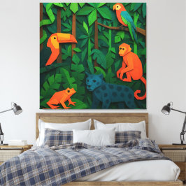 Bos gevouwen dieren – Tropische jungle wilde diere Canvas Afdruk