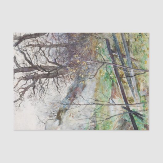 Bos Glade met hek door Julia Beck Tissuepapier (Voorkant)