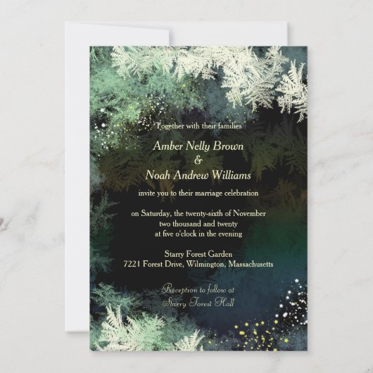 Bos Glitters Hip Sprookje Bruiloft Kaart (Achterkant)