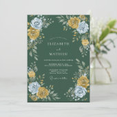 Bos Goud Staal Ranunculus Eucalyptus Bruiloft Kaart (Staand voorkant)