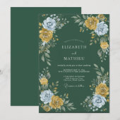 Bos Goud Staal Ranunculus Eucalyptus Bruiloft Kaart (Voorkant / Achterkant)