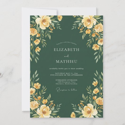 Bos Gouden Ranunculus Eucalyptus Bruiloft Kaart (Voorkant)