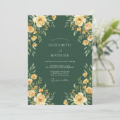 Bos Gouden Ranunculus Eucalyptus Bruiloft Kaart (Staand voorkant)