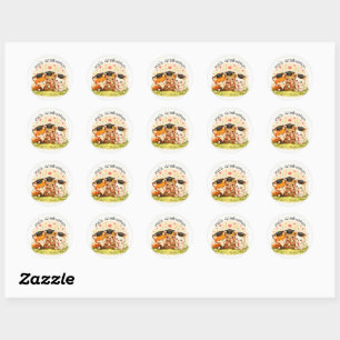 Bos Graduatie Knuffig Dieren Feestje Ronde Sticker