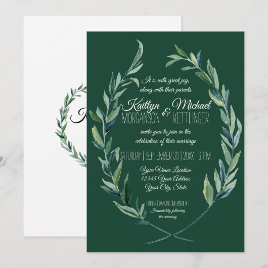 Bos groen 5x7 laurier krans olijfblad bladeren kaart (Voorkant / Achterkant)