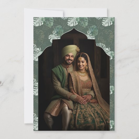 Bos groen bladeren foto Anand Karaj sikh bruiloft Kaart (Achterkant)