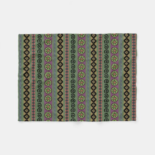 Bos Groen Boho Aztec Patroon Fleece Deken (Voorkant (Horizontaal))