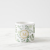 Bos groen botanisch blad patroon espresso kop (Voorkant)