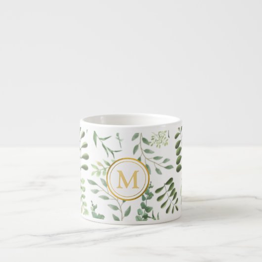 Bos groen botanisch blad patroon espresso kop (Voorkant)