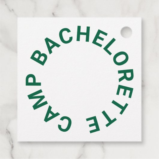 Bos Groen Camping Crest Camp Bachelorette Bedankjes Labels (Achterkant)