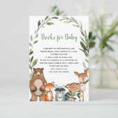 Bos groen dieren boek aanvraag baby shower informatiekaartje (Staand voorkant)