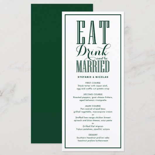 Bos Groen Eet, Drink en worden getrouwd Bruiloft Menu (Voorkant / Achterkant)