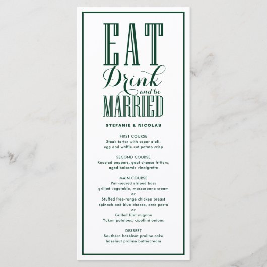 Bos Groen Eet, Drink en worden getrouwd Bruiloft Menu (Voorkant)