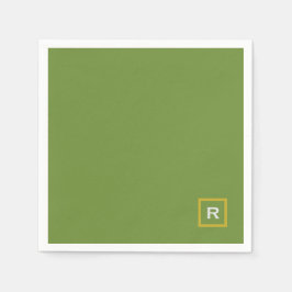 Bos Groen Effen Kleur Classic Effen Initiaal Servet