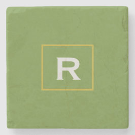 Bos Groen Effen Kleur Classic Effen Initiaal Stenen Onderzetter