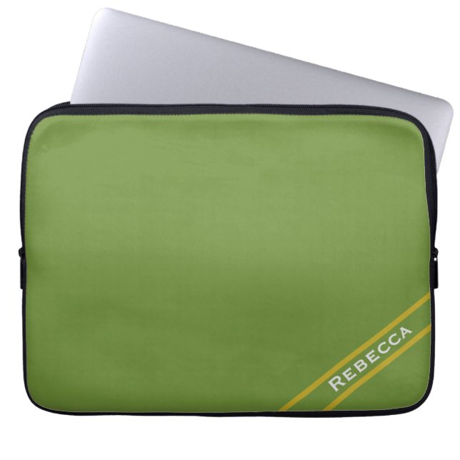 Bos Groen Effen Kleur Duidelijk Persoonlijk Laptop Sleeve (Voorkant)
