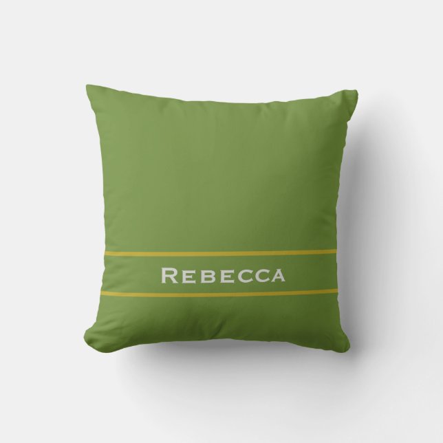 Bos Groen  Effen Kleur Vlak Monogram Kussen (Voorkant)