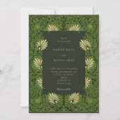 Bos Groen en Antiek Goud Barok Bruiloft Kaart (Voorkant)