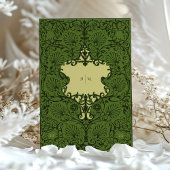 Bos Groen en Antiek Goud Barok Bruiloft Kaart