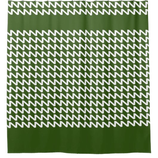 Bos Groen en wit Moderne Scherpe Golven Douchegordijn (Voorkant)