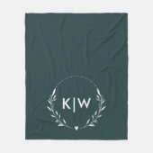 Bos groen en wit | Monogram moderne Initialen Fleece Deken (Voorkant)