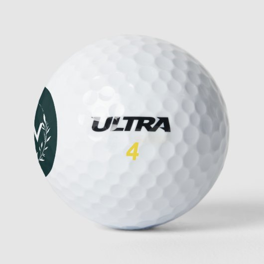 Bos groen en wit | Monogram moderne Initialen Golfballen (Logo)