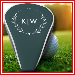 Bos groen en wit   Monogram moderne Initialen Golfheadcover