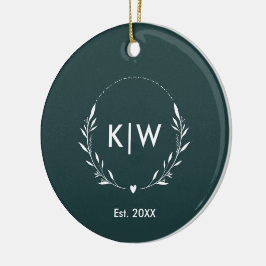 Bos groen en wit | Monogram moderne Initialen Keramisch Ornament (Links)