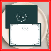 Bos groen en wit | Monogram moderne Initialen Notitiekaartje