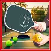 Bos groen en wit | Monogram moderne Initialen Pickleball Paddle