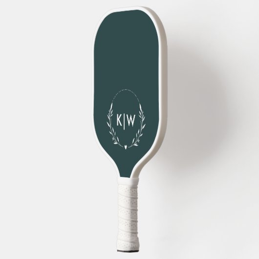 Bos groen en wit | Monogram moderne Initialen Pickleball Paddle (Links)