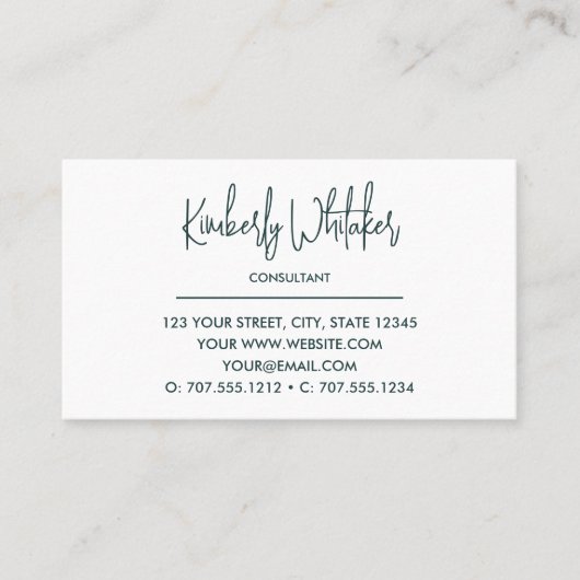 Bos groen en wit | Monogram moderne Initialen Visitekaartje (Voorkant)