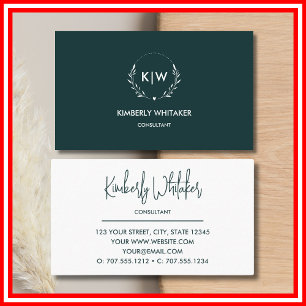 Bos groen en wit   Monogram moderne Initialen Visitekaartje