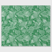 Bos groen en wit Paisley Cadeaupapier (Vlak)