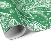 Bos groen en wit Paisley Cadeaupapier (Rol Hoek)