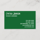 Bos groen en wit retro vet visitekaartje (Achterkant)