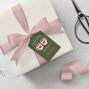 Bos groen geïllustreerde koffiemokken perfecte mix cadeaulabel