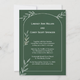 Bos Groen Goud Blad Bruiloft Uitnodiging