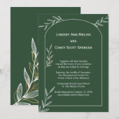 Bos Groen Goud Blad Bruiloft Uitnodiging (Voorkant / Achterkant)