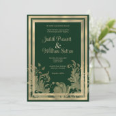  bos groen goud bloemenbruiloft kaart (Staand voorkant)