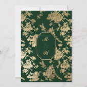  bos groen goud bloemenpatroon bruiloft kaart (Achterkant)
