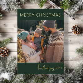 Bos Groen & Goud Kerst Foto Folie Feestdagenkaart