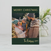 Bos Groen & Goud Kerst Foto Folie Feestdagenkaart (Staand Voorkant)
