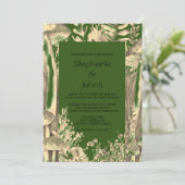 Bos Groen Goud Kunst Mushroom Woodland Bruiloft Kaart (Staand voorkant)