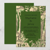 Bos Groen Goud Kunst Mushroom Woodland Bruiloft Kaart (Voorkant / Achterkant)