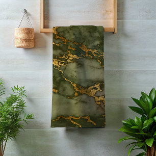 Bos Groen Goud Marmeren Steen Rock Metallic Bad Handdoek