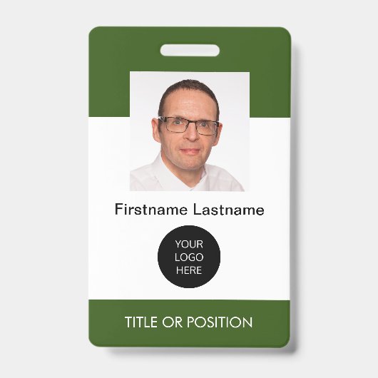 Bos Groen ID Pasfoto Naambadge Badge (Voorzijde)